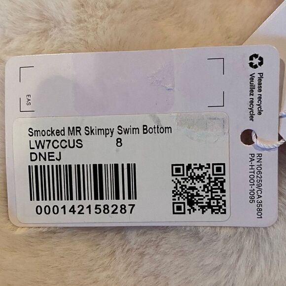 Lululemon Pink/Orange Smocked Mid-Rise Skimpy-Fit Swim Bikini Bottom Size 8. NWT - Picture 11 of 12